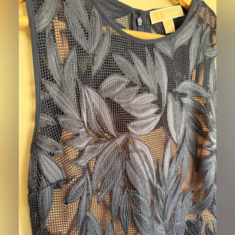 Michael Kors Navy Leaf Lace Mini Dress Size M